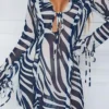 Women´s Summer Dress Flounce V Neck Tie Up Long